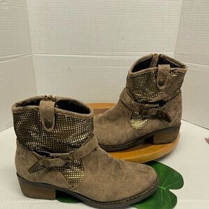 DOLCE by MOJO MOXY Gold Sequins Rustic Moto Boots